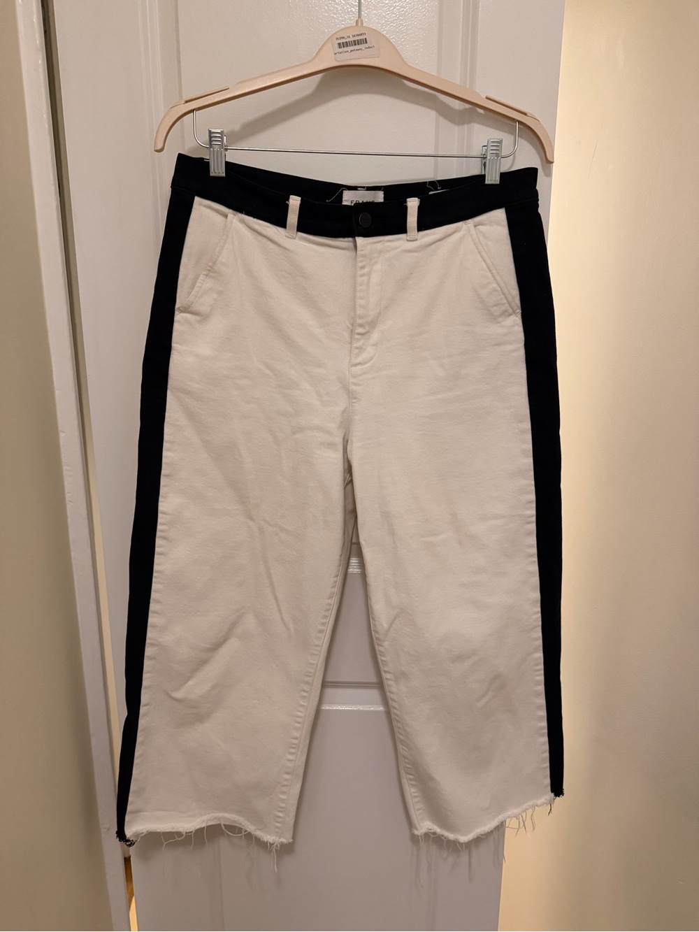 Frame Denim Two-Tone Cropped Wide Leg Jean